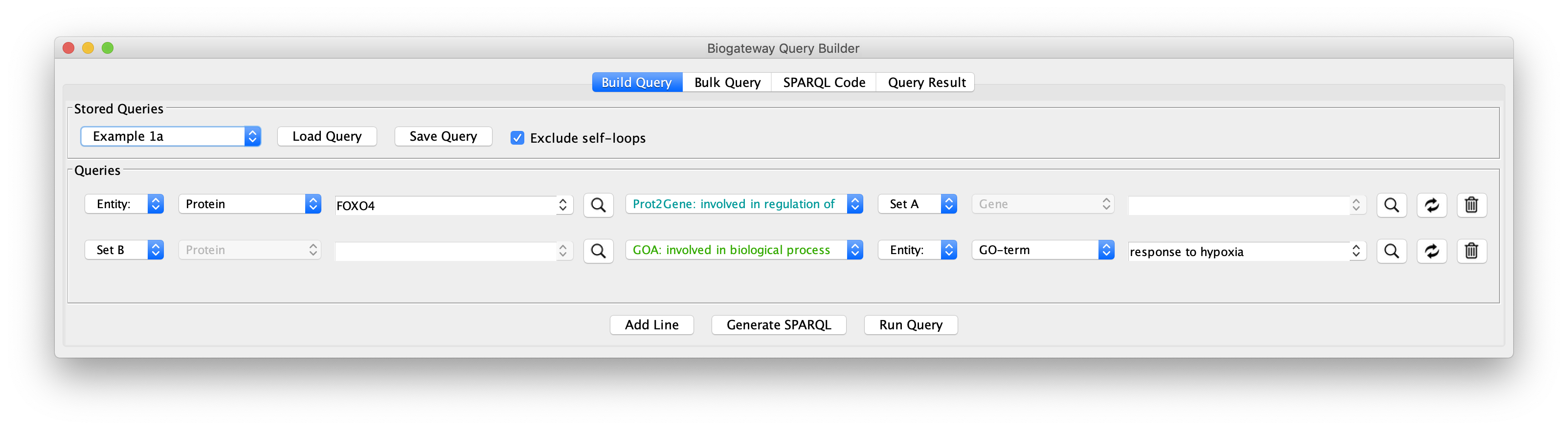 Figure 2: the query builder after loading the Example 1a query